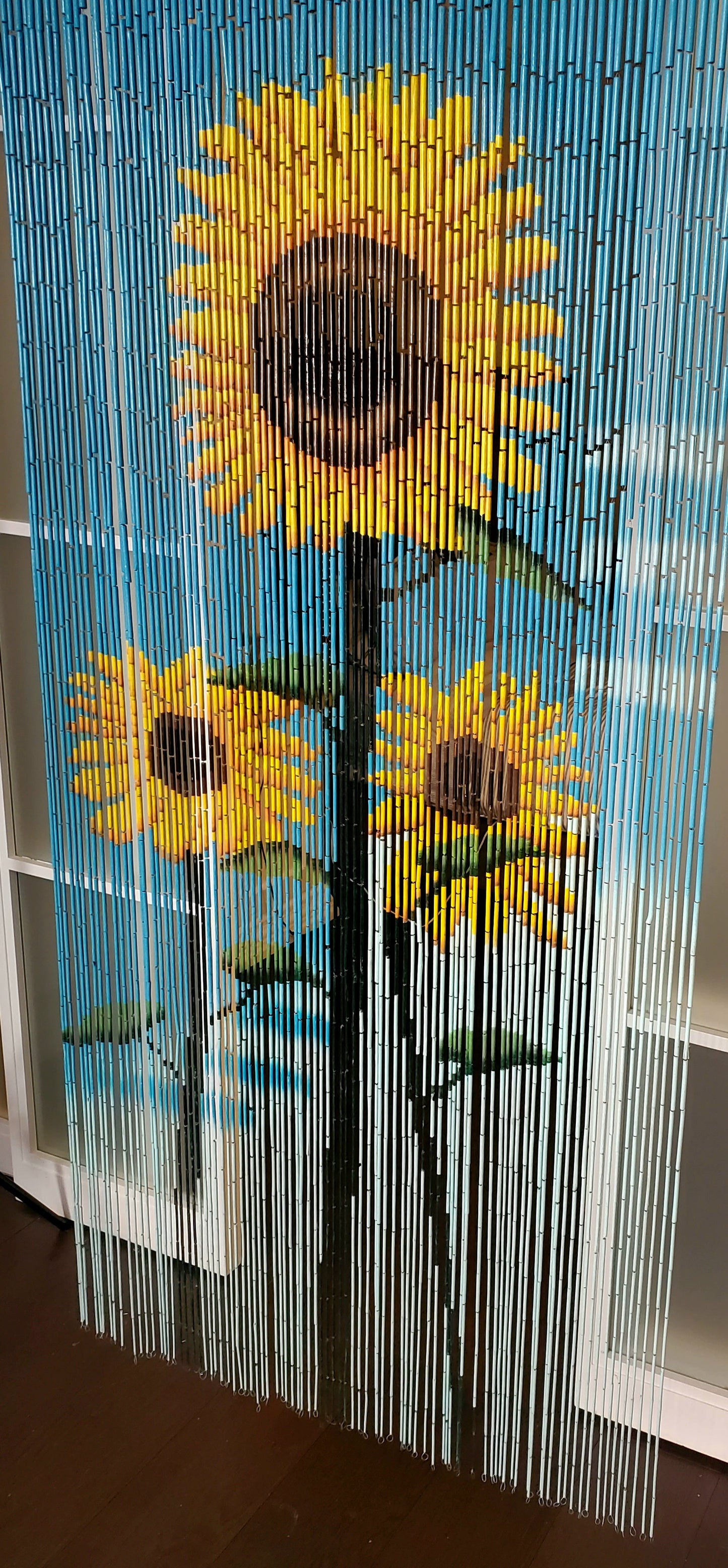 Bamboo Beaded Curtain 35.5" wide X 78" high-90 Strands-Sunflower