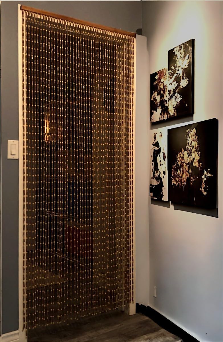 Wood and Bamboo Beaded Curtain 77" high -SunshineBr