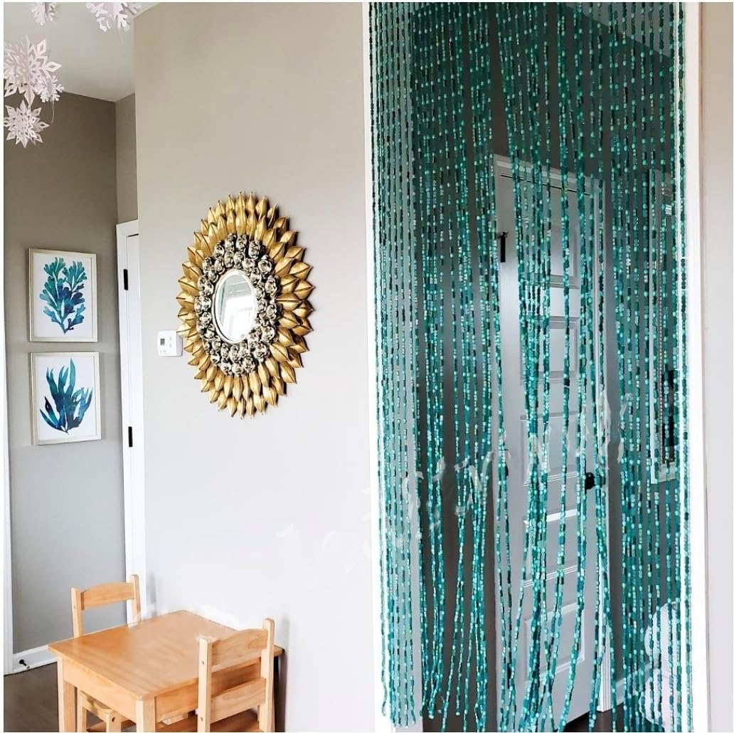 Wood and Bamboo Beaded Curtain 35.5" wide X 77" high - 45 Strands -SunshineBL