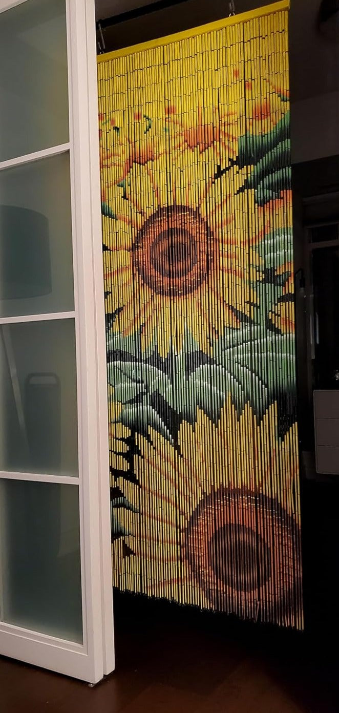 Bamboo Beaded Curtain 35.5" wide X 78" high-90 strands- Sunrise