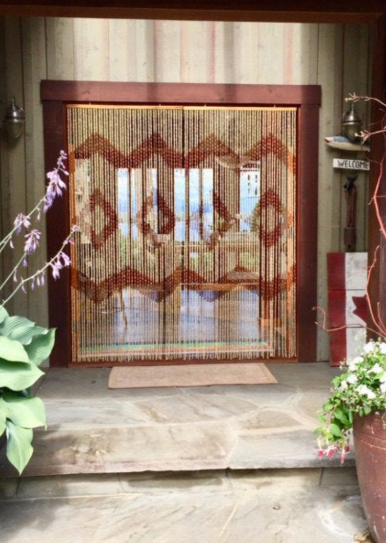 Wood and Bamboo Beaded Curtain 35.5" wide X 77" high - 45 Strands -Efa