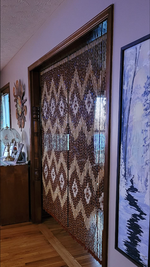 Wood and Bamboo Beaded Curtain 35.5" wide X 77" high - 45 Strands -Pride