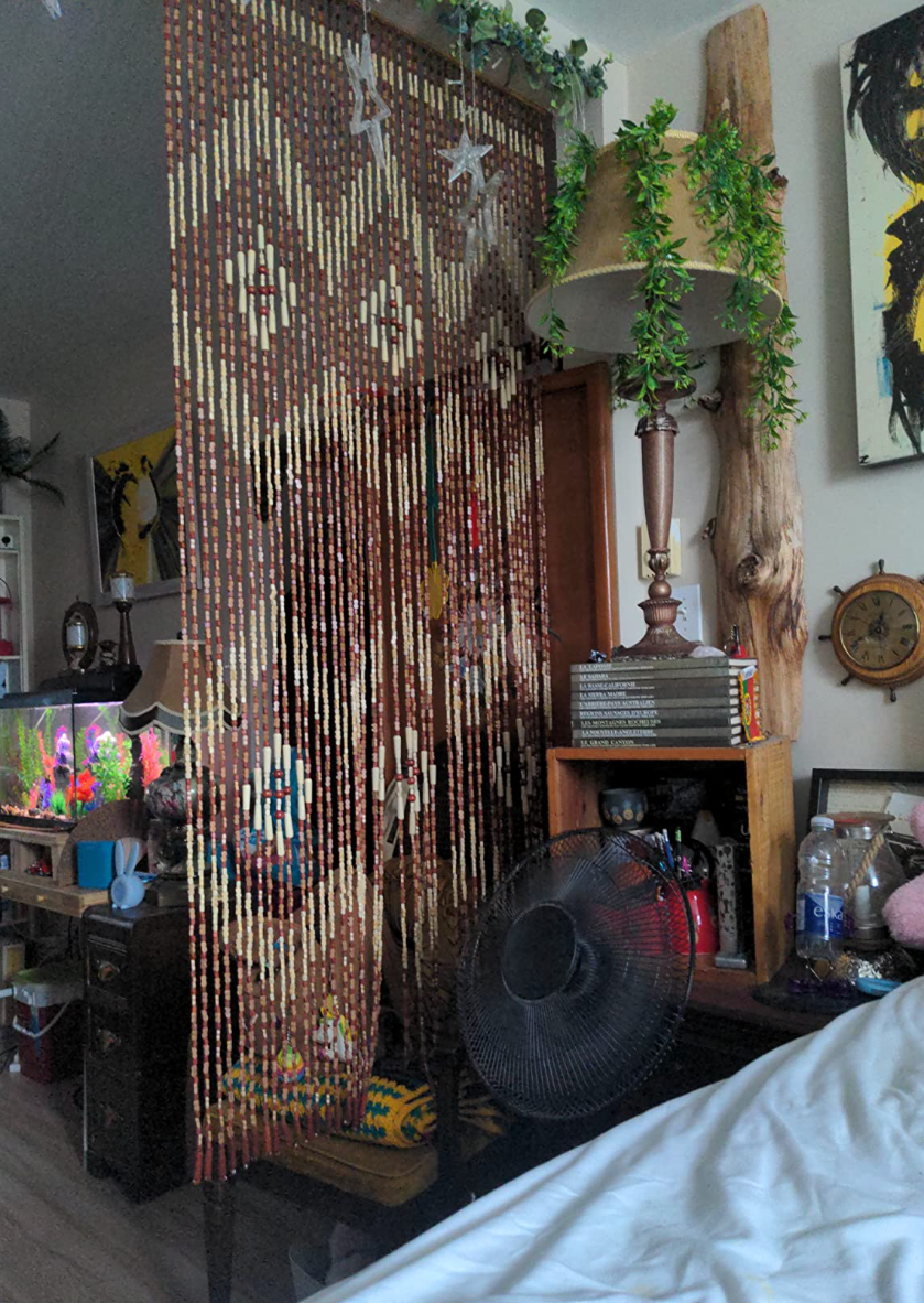 Wood and Bamboo Beaded Curtain 35.5" wide X 77" high - 45 Strands -Pride