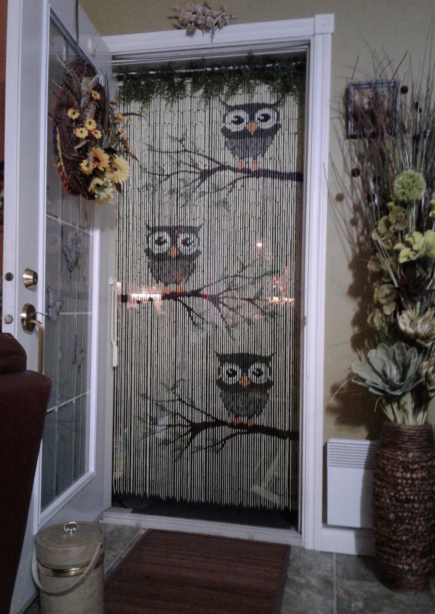 Bamboo Beaded Curtain 35.5" wide X 78" high-90 strands- Owl