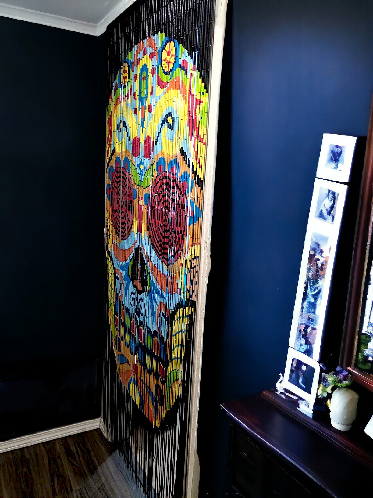 Bamboo Beaded Curtain 35.5" wide X 78" high-90 Strands-Skull