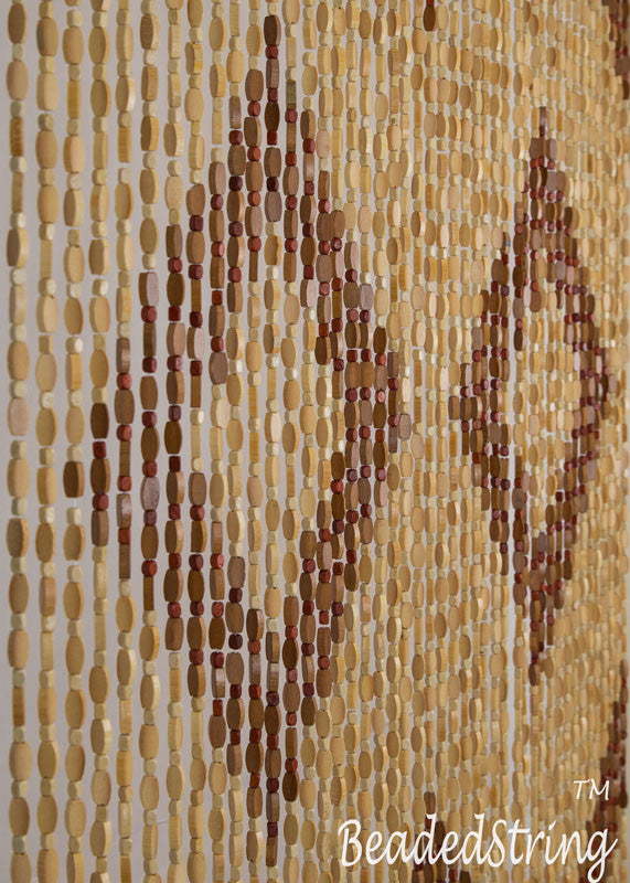 Wood and Bamboo Beaded Curtain 35.5" wide X 77" high - 45 Strands -Efa