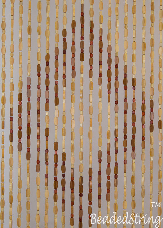Wood and Bamboo Beaded Curtain 35.5" wide X 77" high - 45 Strands -Efa
