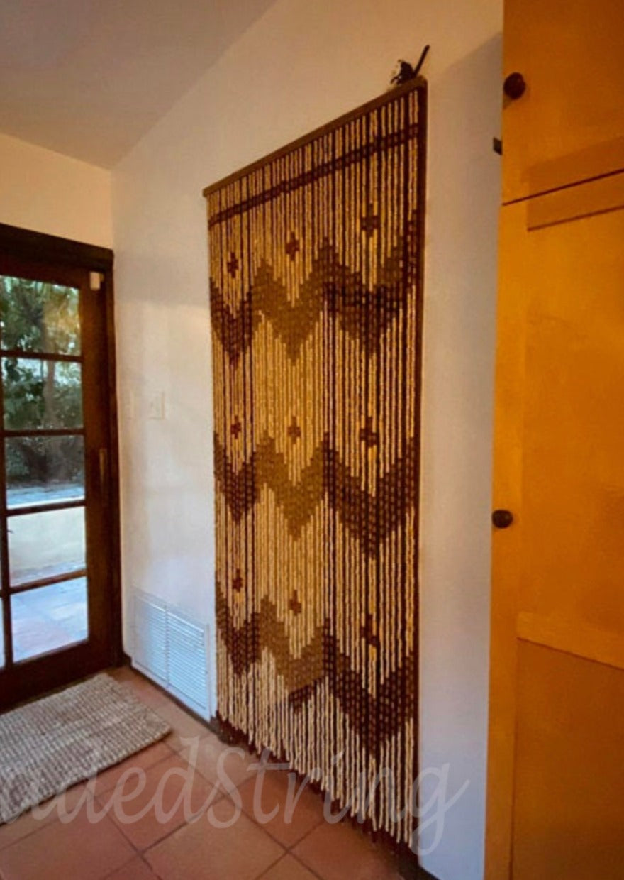 Wood and Bamboo Beaded Curtain 35.5" wide X 77" high - 45 Strands -Garden