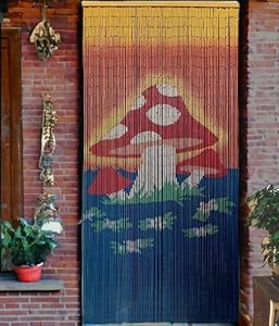 Bamboo Beaded Curtain 35.5" wide X 78" high-90 strands- Mushroom
