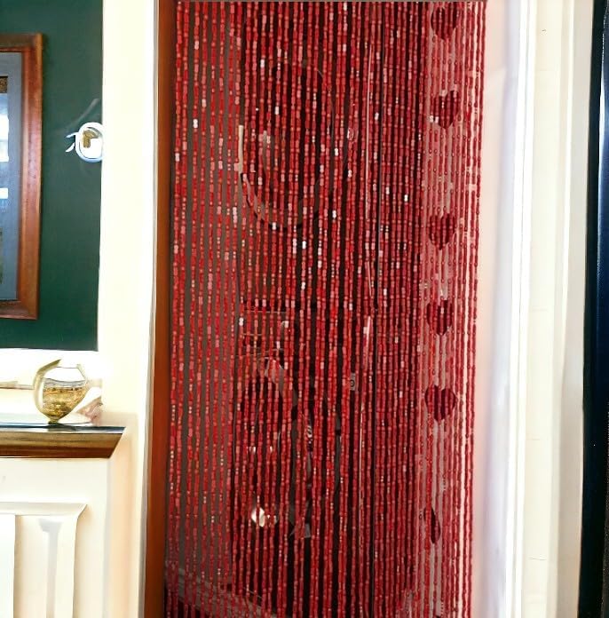 Wood and Bamboo Beaded Curtain 35.5" wide X 77" high - 45 Strands -SunshineRd