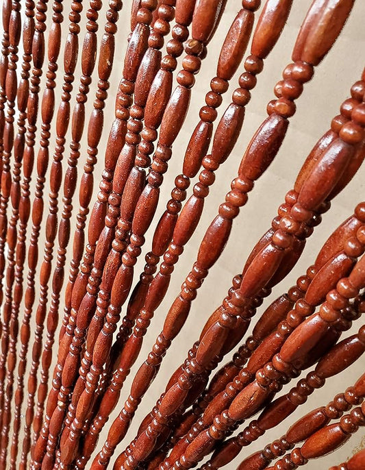 Wood and Bamboo Beaded Curtain 35.5" wide X 70" high - 45 Strands-Breeze