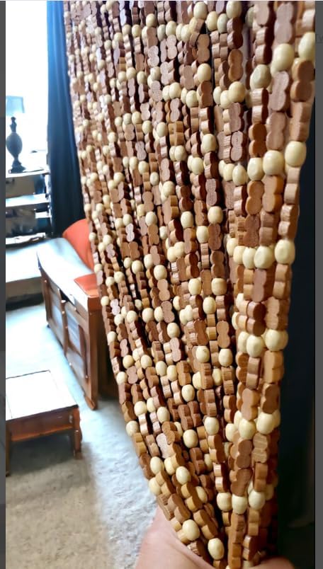 Wood and Bamboo Beaded Curtain 35.5" wide X 77" high - 45 Strands -SunshineBr