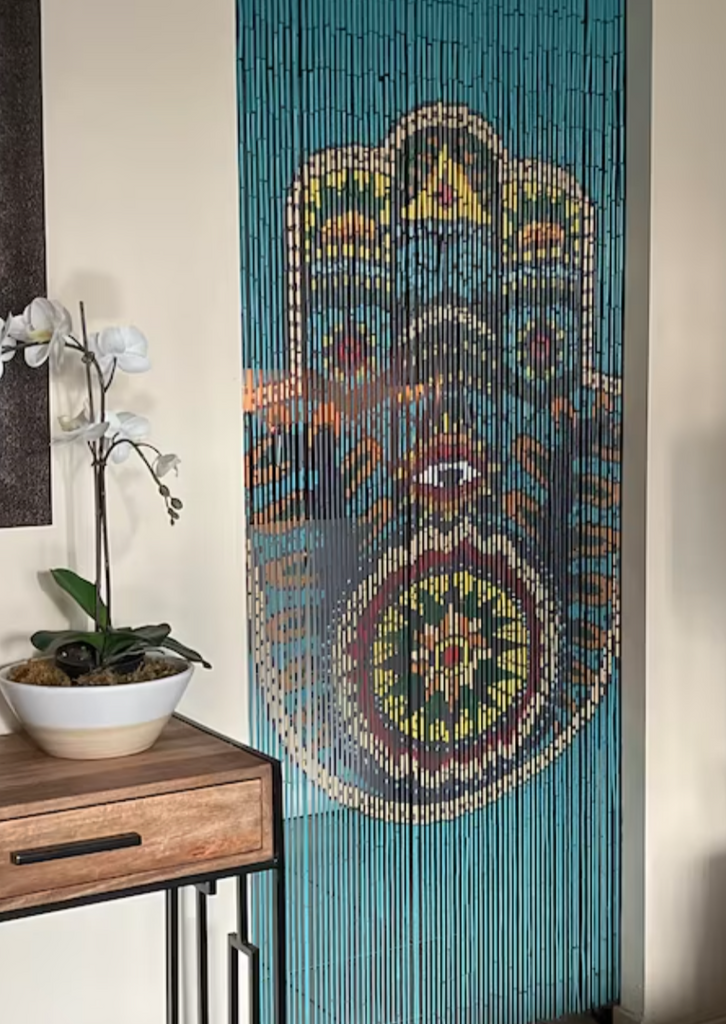 Osunnus Colorful Boho Bamboo Beaded Curtain for Doorway Hippie