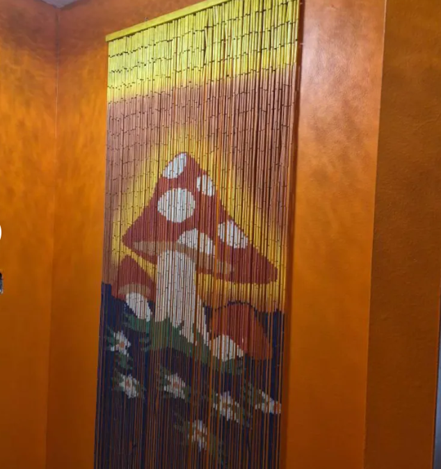 Bamboo Beaded Curtain 35.5" wide X 78" high-90 strands- Mushroom
