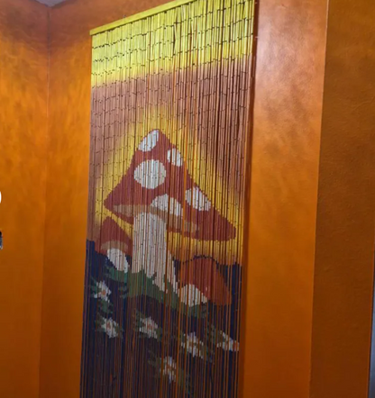 Bamboo Beaded Curtain 35.5" wide X 78" high-90 strands- Mushroom