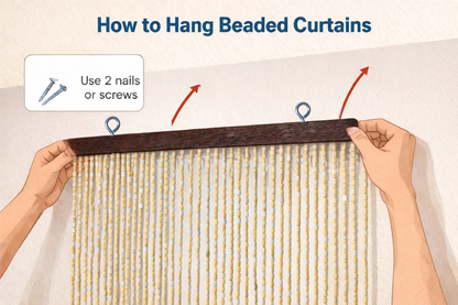 Bamboo Beaded Curtain 35.5" wide X 78" high-90 strands- Mushroom