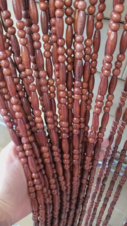 Wood and Bamboo Beaded Curtain 35.5" wide X 70" high - 45 Strands-Breeze