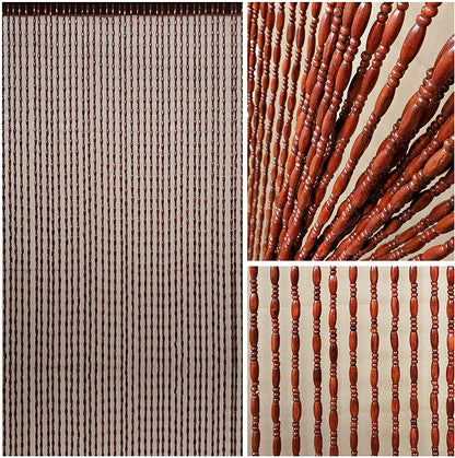 Wood and Bamboo Beaded Curtain 35.5" wide X 70" high - 45 Strands-Breeze