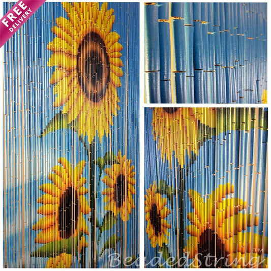 beaded curtain-bamboo-Sunflower1