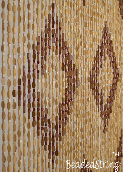 Wood and Bamboo Beaded Curtain 35.5" wide X 77" high - 45 Strands -Efa