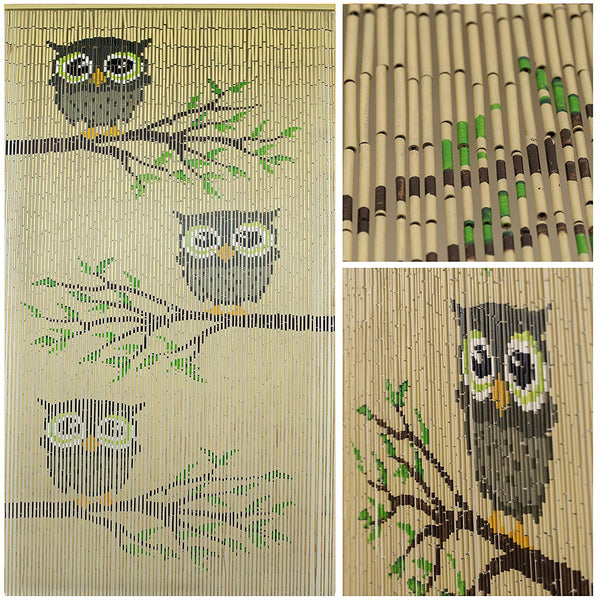Bamboo Beaded Curtain 35.5" wide X 78" high-90 strands- Owl