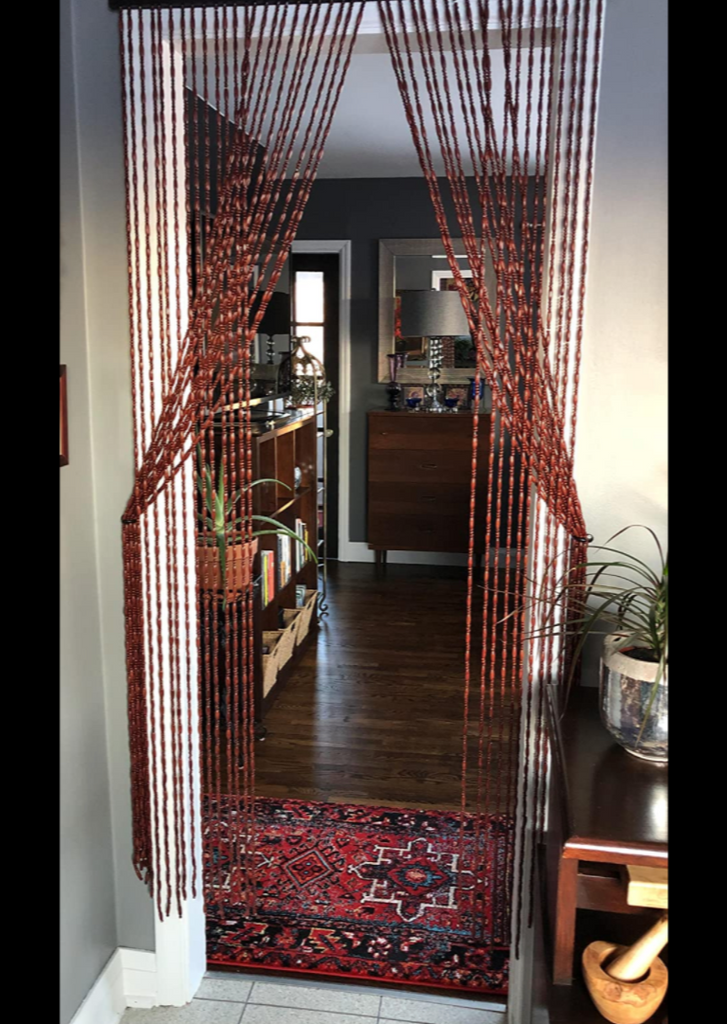 Wood and Bamboo Beaded Curtain 35.5" wide X 70" high - 45 Strands-Breeze