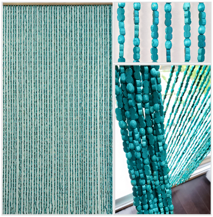 Wood and Bamboo Beaded Curtain 35.5" wide X 77" high - 45 Strands -SunshineBL